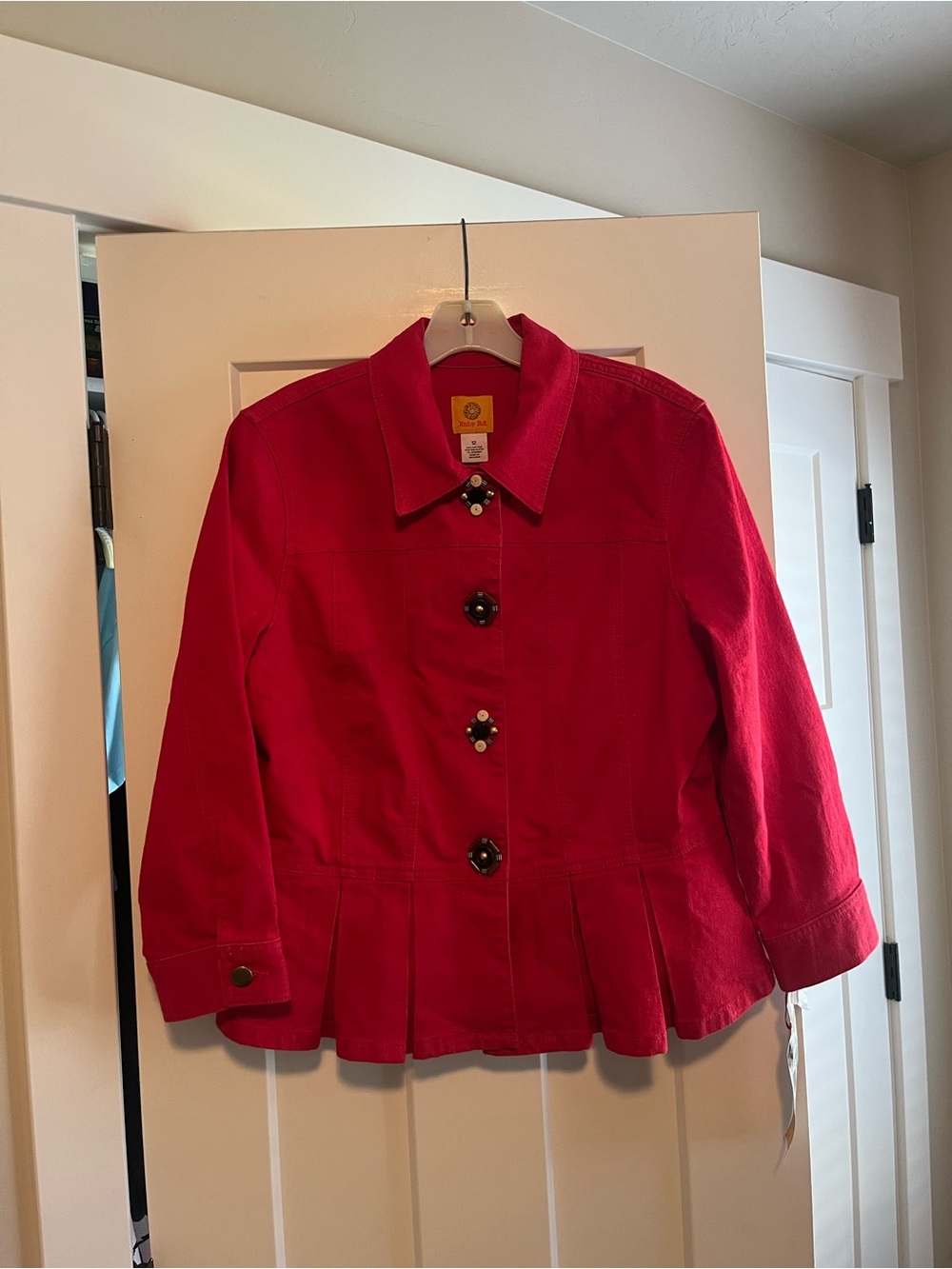 Ruby Red Jacket with Decorative Buttons - Picture 9 of 10